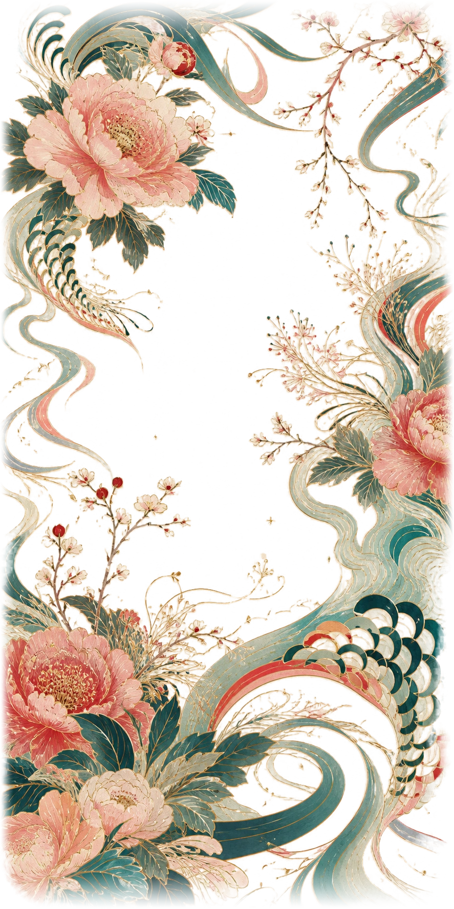 由玉色与桃红枝叶组成的潮流标本